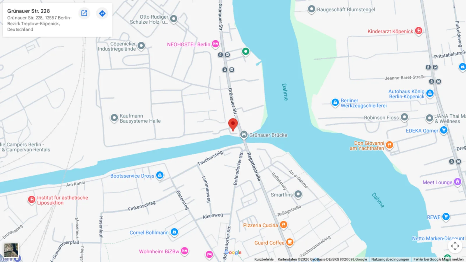 Kartenausschnitt: Standort des Studios in Berlin-Grünau